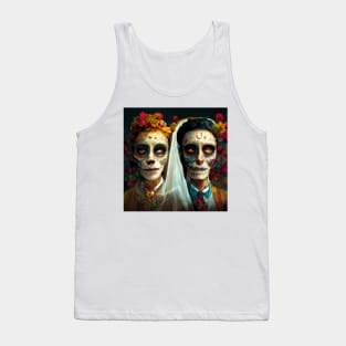 Day of the Dead wedding couple in bright colors. Tank Top